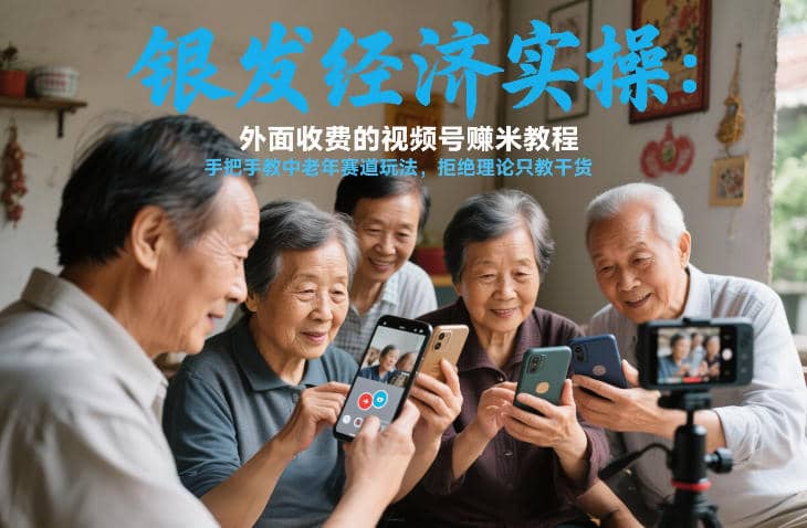 银发经济实操:外面收费的视频号賺米教程,手把手教中老年赛道玩法,拒绝理论只教干货【网赚课程】-木叔脚本